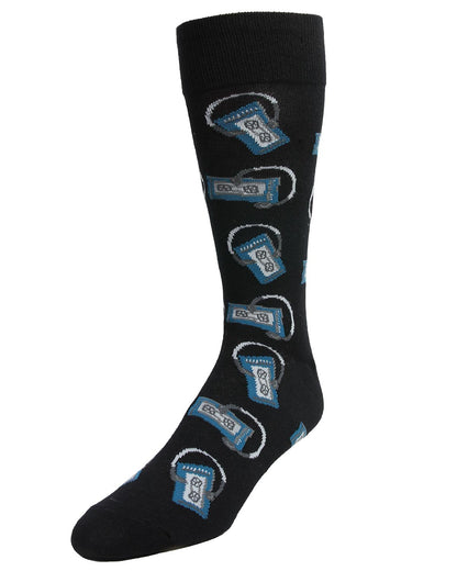 Slick Beats Cassette Player Men's Bamboo Blend Crew Socks