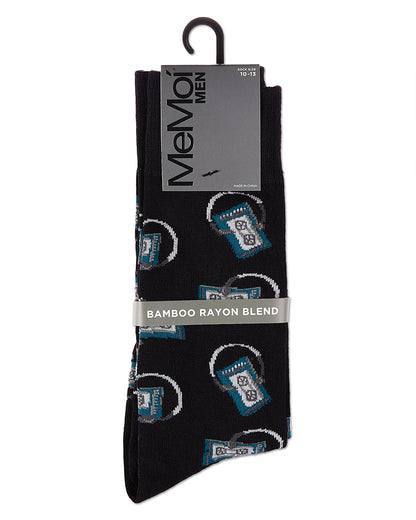 Slick Beats Cassette Player Men's Bamboo Blend Crew Socks
