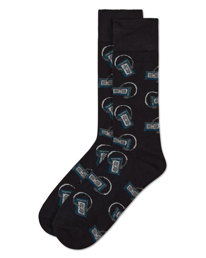 Slick Beats Cassette Player Men's Bamboo Blend Crew Socks