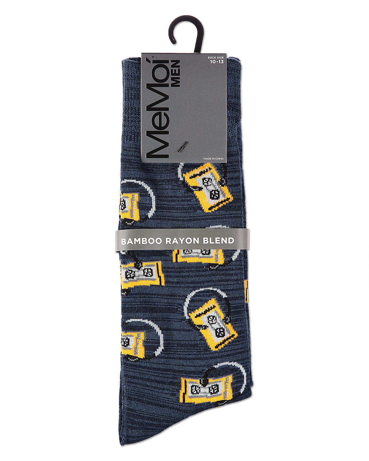 Slick Beats Cassette Player Men's Bamboo Blend Crew Socks