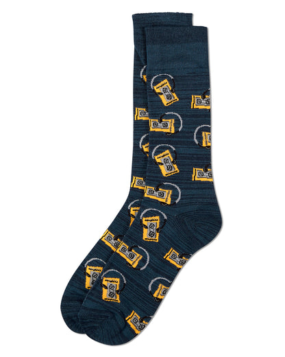Slick Beats Cassette Player Men's Bamboo Blend Crew Socks