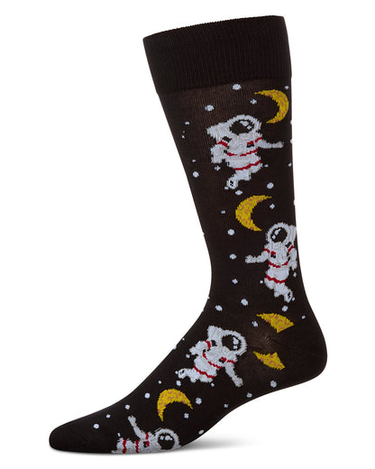 Stellar Moonwalk Astronaut Men's Bamboo Blend Crew Socks