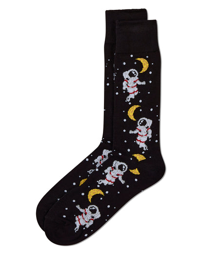 Stellar Moonwalk Astronaut Men's Bamboo Blend Crew Socks