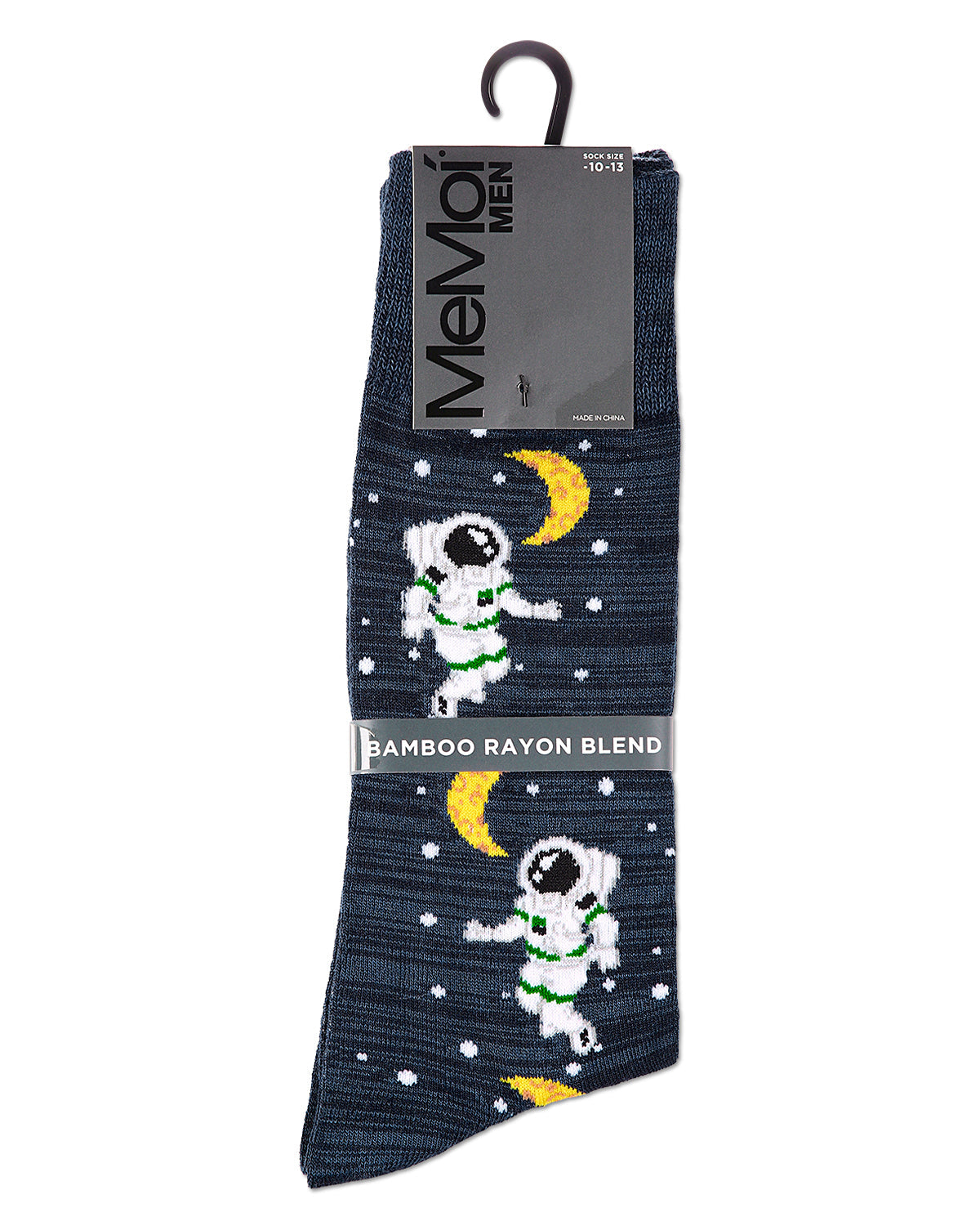 Stellar Moonwalk Astronaut Men's Bamboo Blend Crew Socks