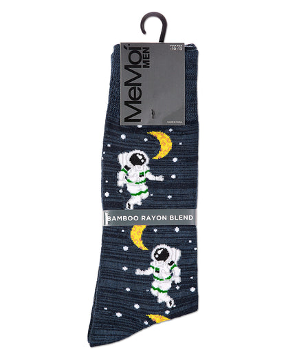 Stellar Moonwalk Astronaut Men's Bamboo Blend Crew Socks