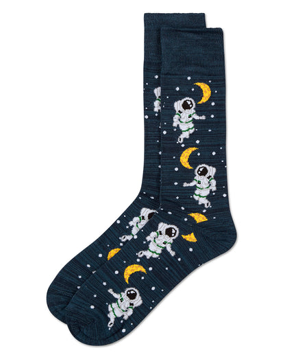 Stellar Moonwalk Astronaut Men's Bamboo Blend Crew Socks