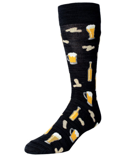 Happy Hour Beer and Peanuts Bamboo Blend Men's Crew Socks