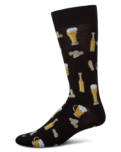 Happy Hour Beer and Peanuts Bamboo Blend Men's Crew Socks