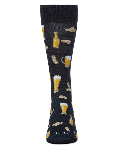Happy Hour Beer and Peanuts Bamboo Blend Men's Crew Socks