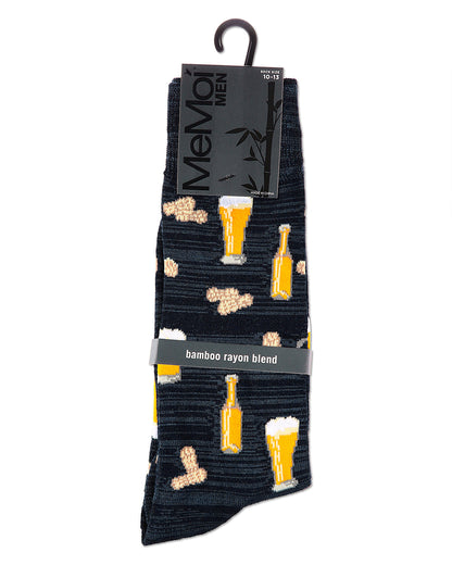 Happy Hour Beer and Peanuts Bamboo Blend Men's Crew Socks