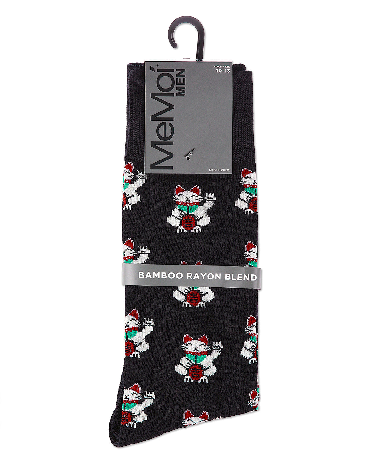 Lucky Cat Maneki-Neko Men's Bamboo Blend Crew Socks