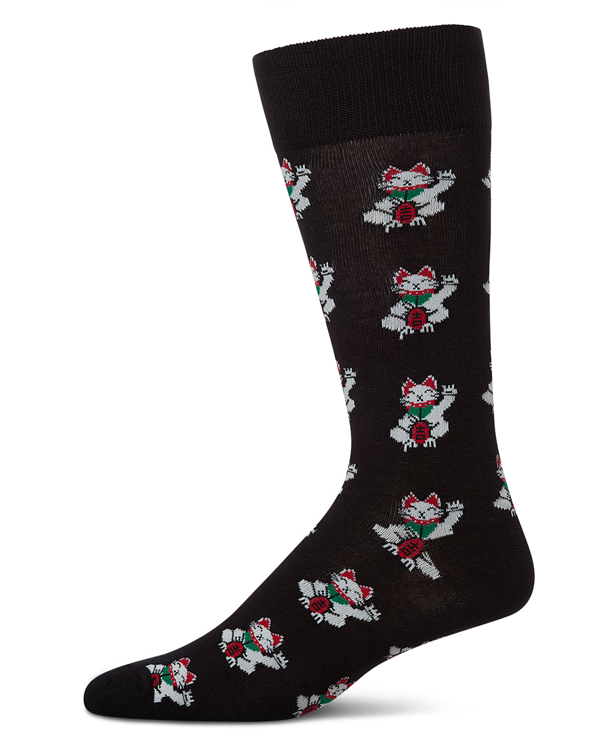 Lucky Cat Maneki-Neko Men's Bamboo Blend Crew Socks