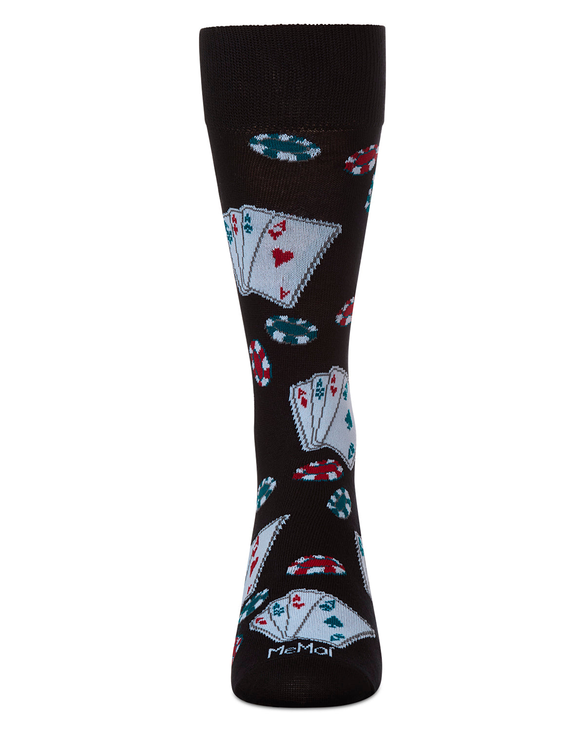 Poker Face Playing Card Bamboo Blend Men's Crew Socks