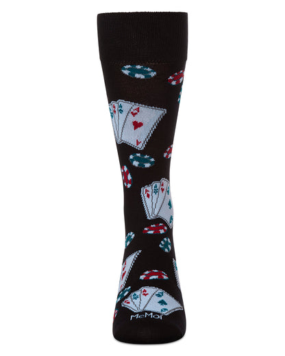 Poker Face Playing Card Bamboo Blend Men's Crew Socks