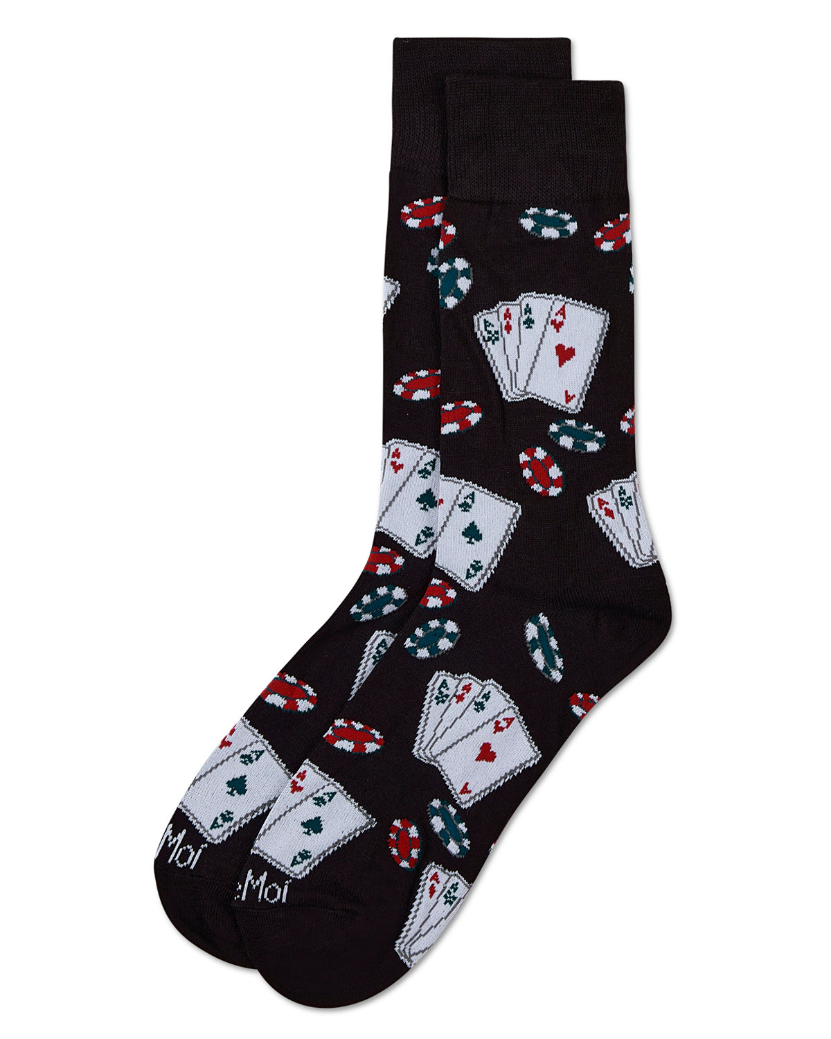 Poker Face Playing Card Bamboo Blend Men's Crew Socks