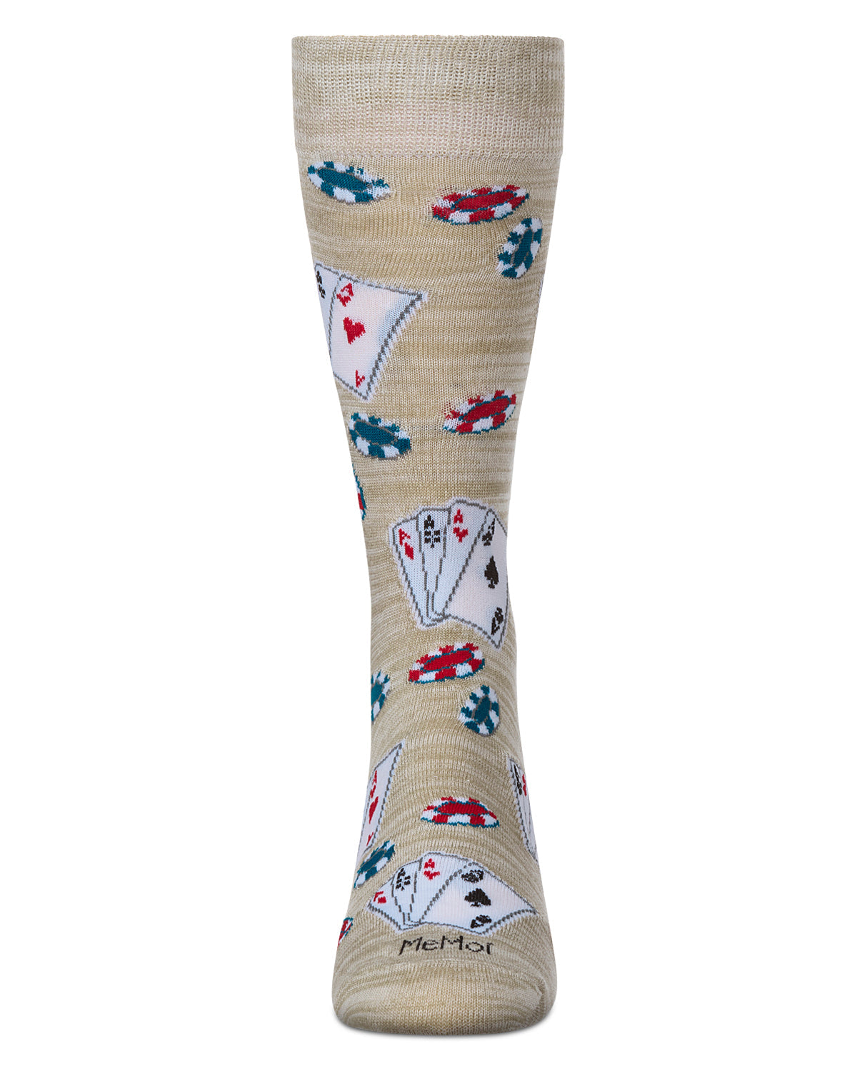Poker Face Playing Card Bamboo Blend Men's Crew Socks
