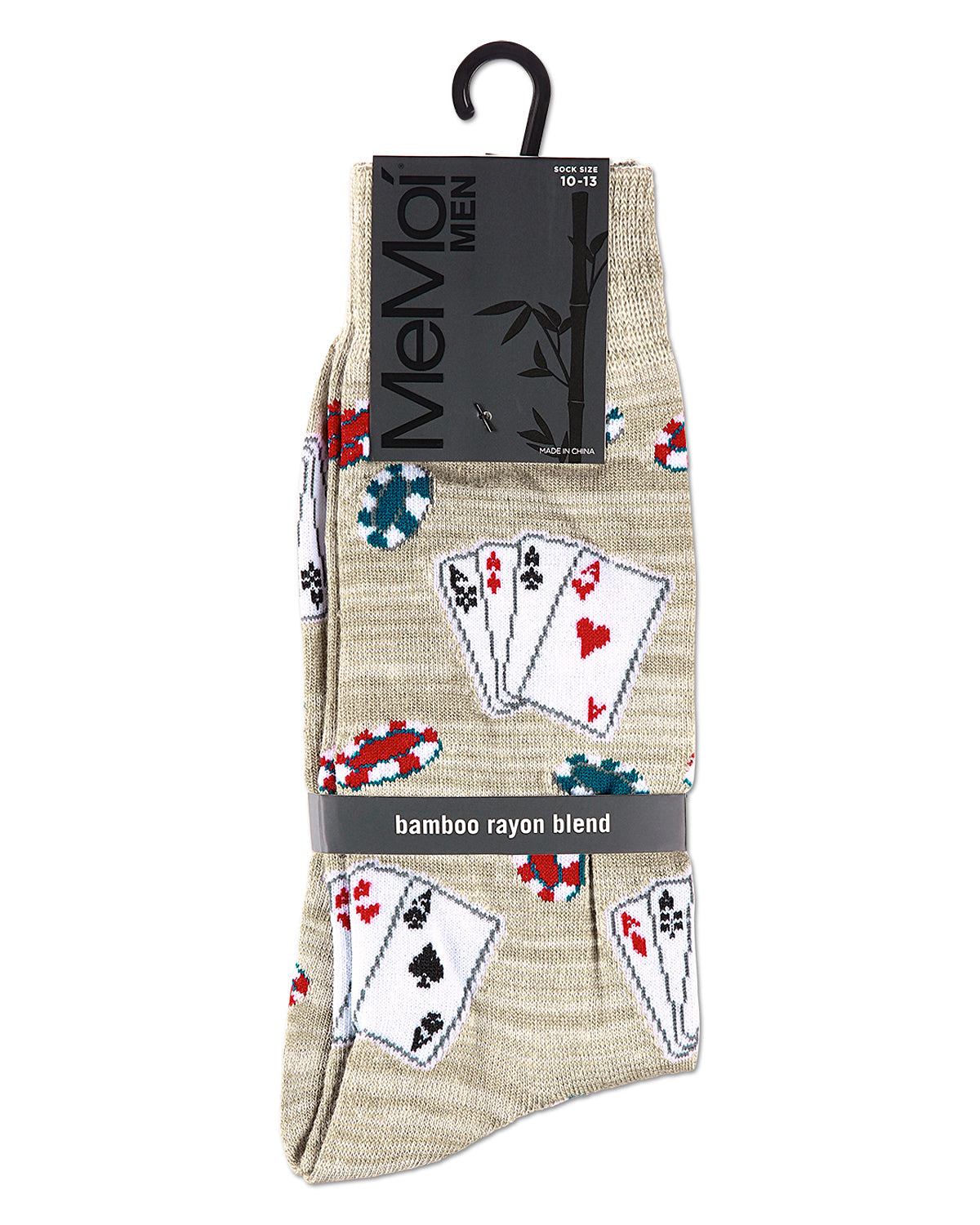 Poker Face Playing Card Bamboo Blend Men's Crew Socks