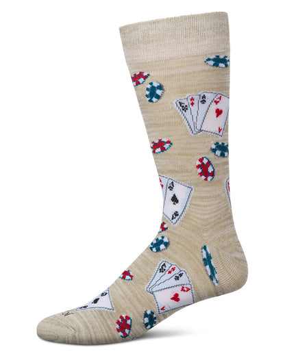 Poker Face Playing Card Bamboo Blend Men's Crew Socks