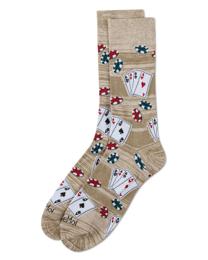 Poker Face Playing Card Bamboo Blend Men's Crew Socks