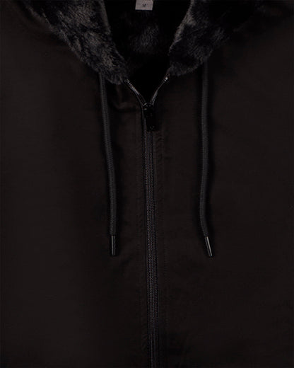 Zip-Up Rayon-Blend Hoodie with Faux Fur Lining - Introductory Special