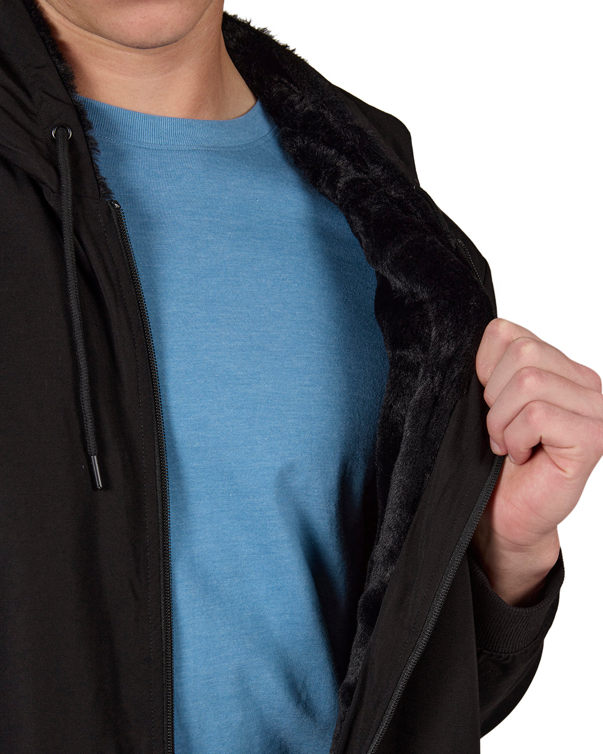 Zip-Up Rayon-Blend Hoodie with Faux Fur Lining - Introductory Special