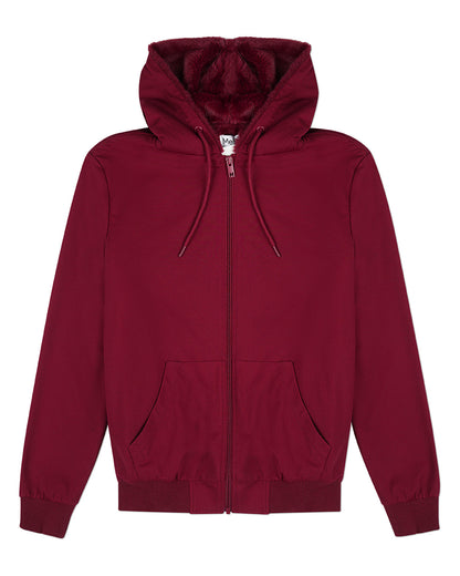 Zip-Up Rayon-Blend Hoodie with Faux Fur Lining - Introductory Special