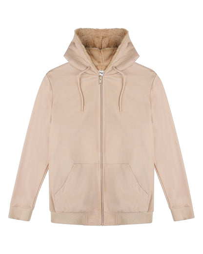 Zip-Up Rayon-Blend Hoodie with Faux Fur Lining - Introductory Special