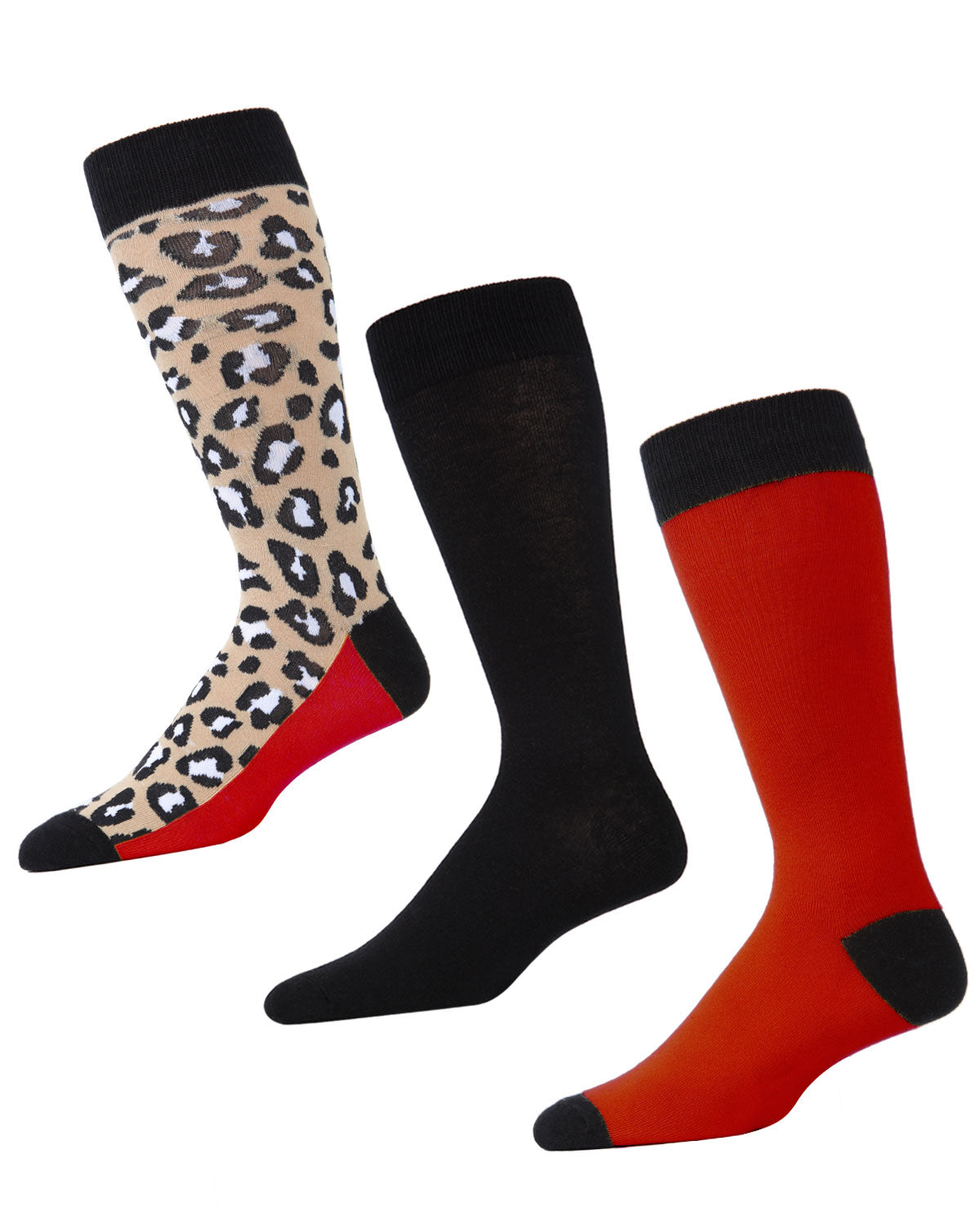Leopard Pane Cotton Blend Crew Sock 3 Pack