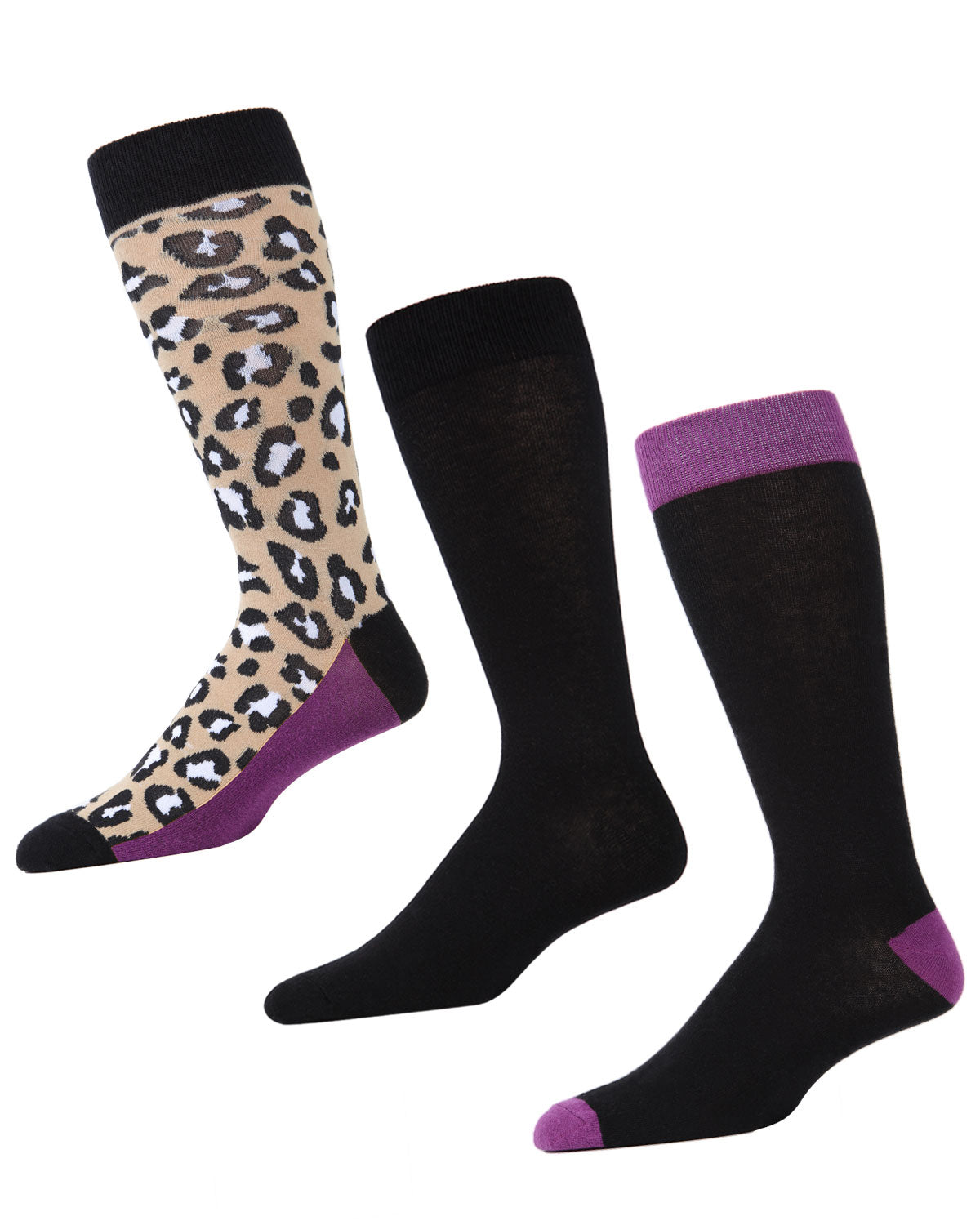 Leopard Pane Cotton Blend Crew Sock 3 Pack