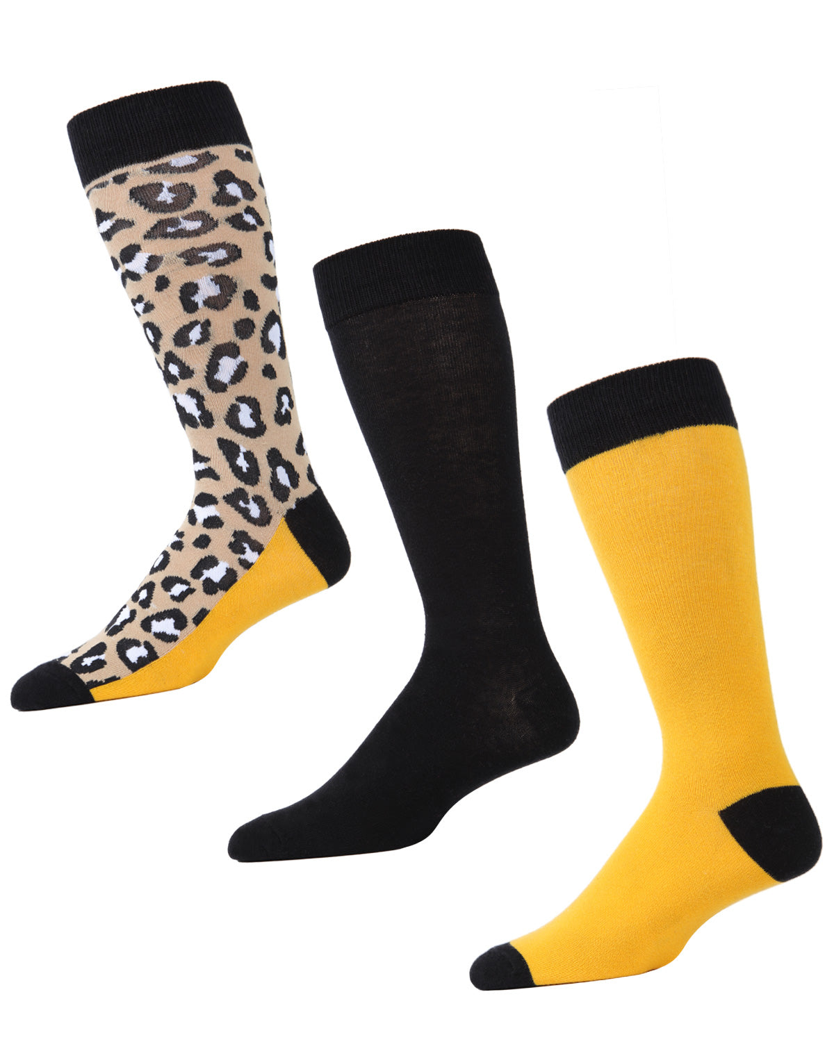 Leopard Pane Cotton Blend Crew Sock 3 Pack