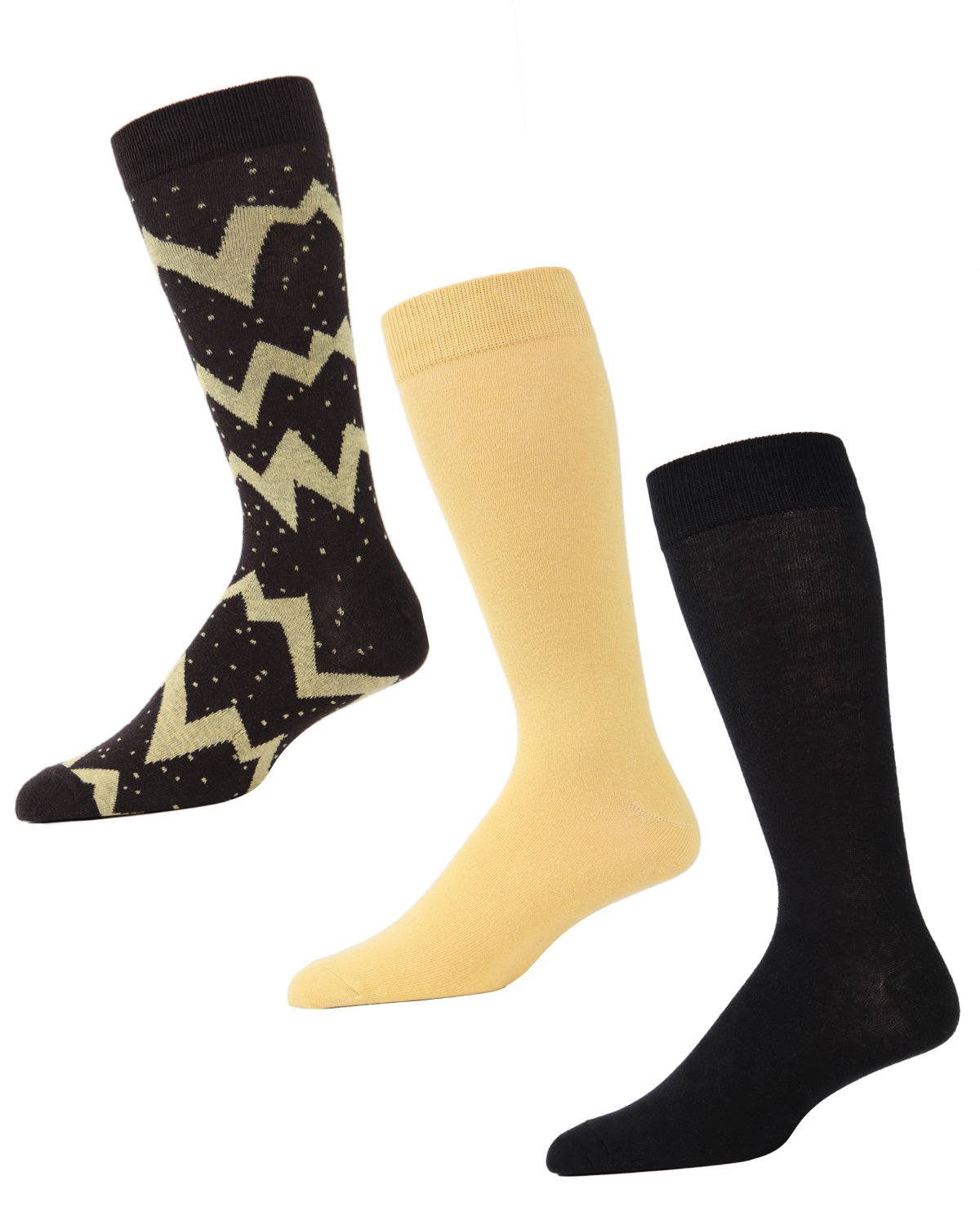 Men's 3 Pair Pack Lightning Bolt Cotton Blend Crew Socks