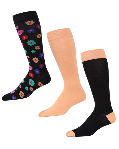 Flower Power Cotton Blend Crew Sock 3 Pack