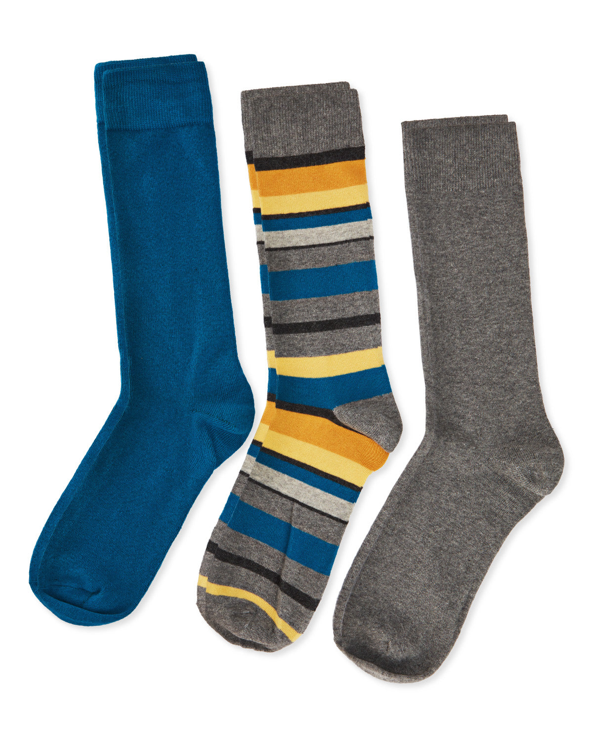 Striped Cotton Blend Crew Sock 3 Pack