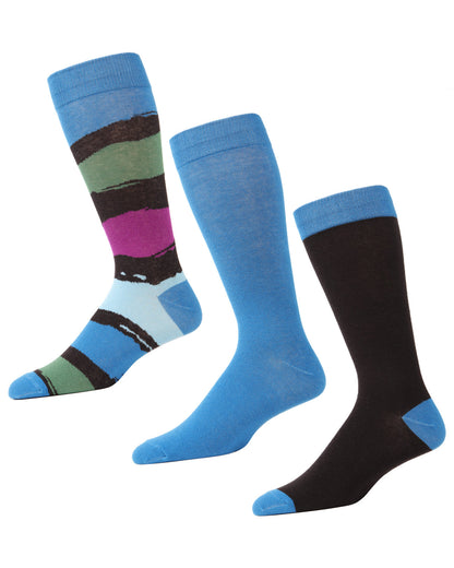 Paint Block Cotton Blend Crew Sock 3 Pack