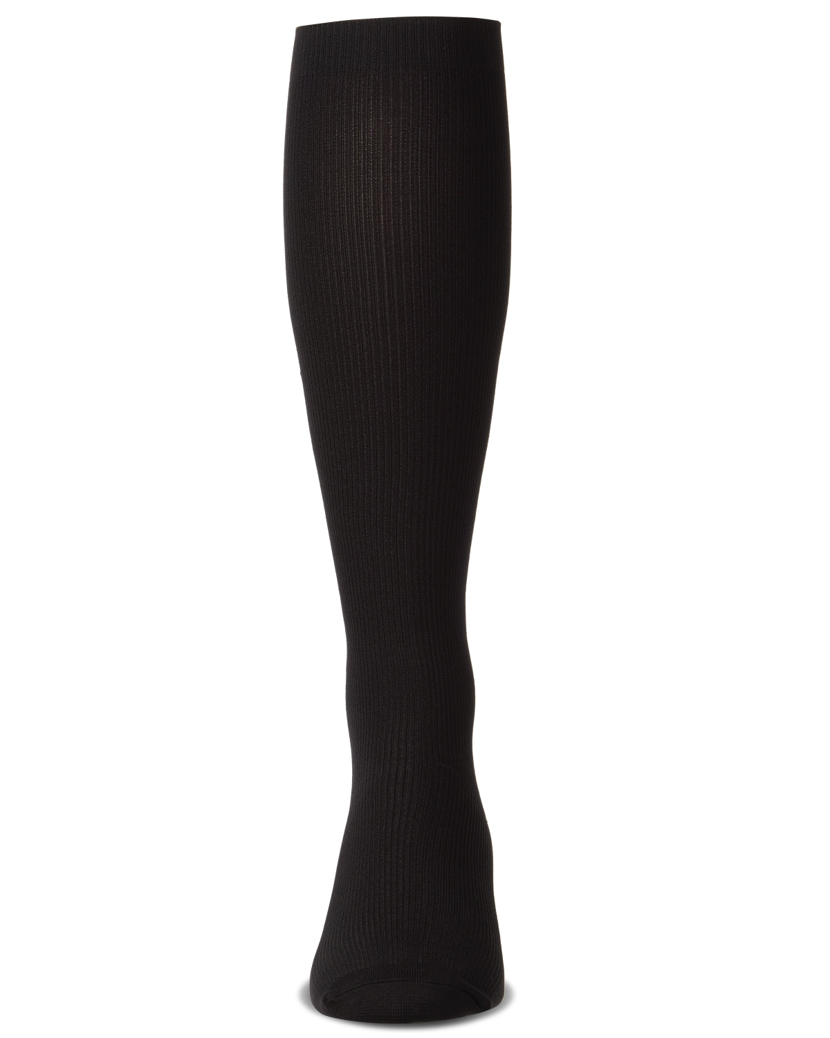 Men's Ribbed Over-the-Calf Nylon-Blend Solid-Color Dress Sock