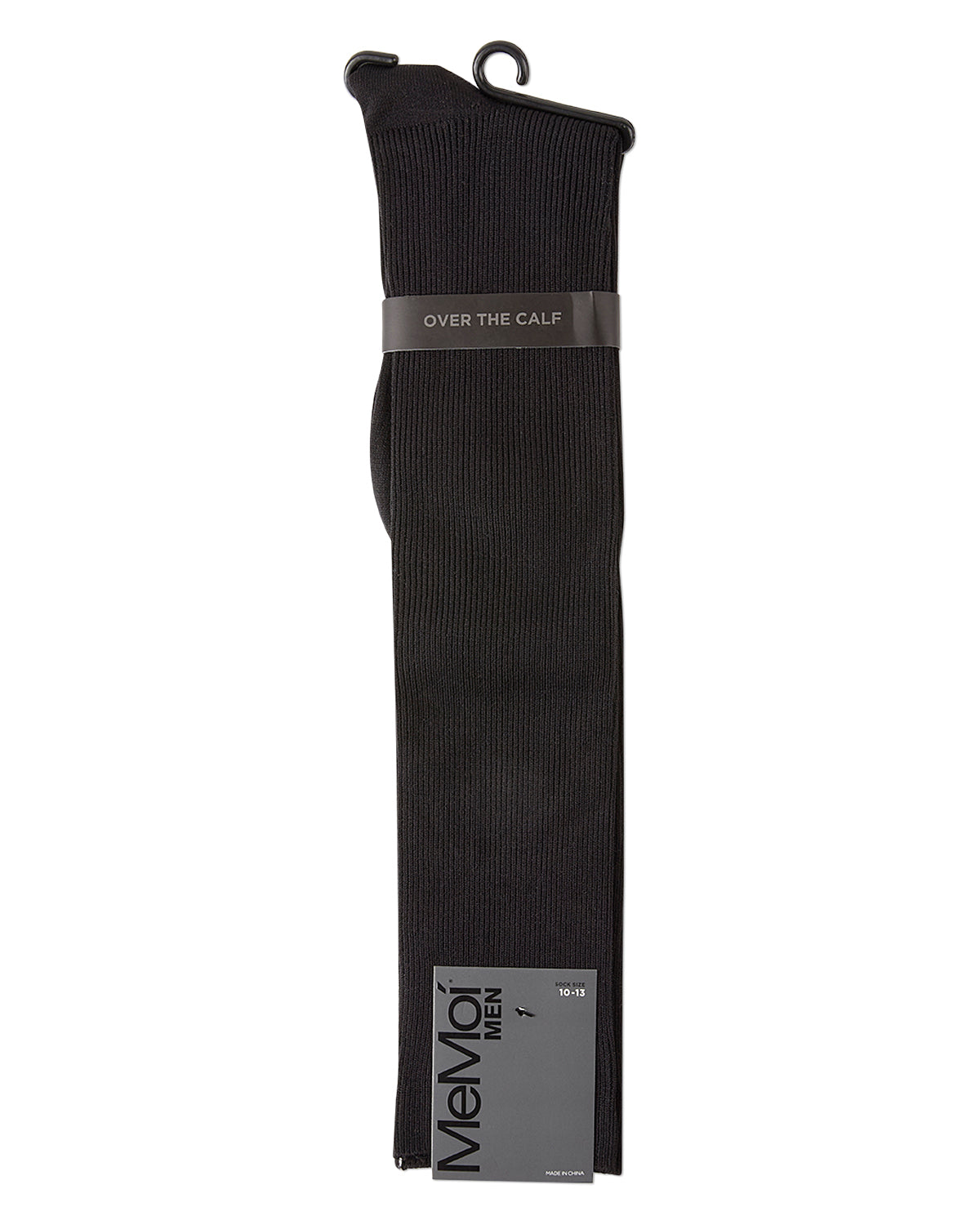 Men's Ribbed Over-the-Calf Nylon-Blend Solid-Color Dress Sock