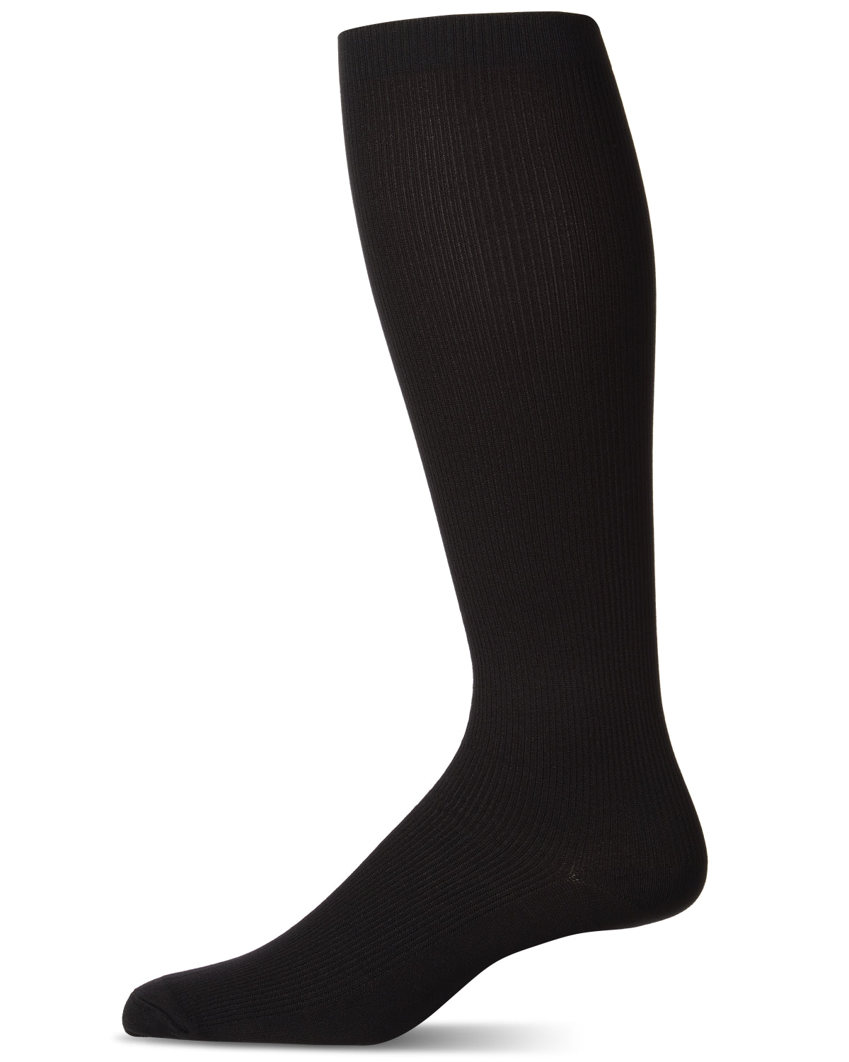 Men's Ribbed Over-the-Calf Nylon-Blend Solid-Color Dress Sock