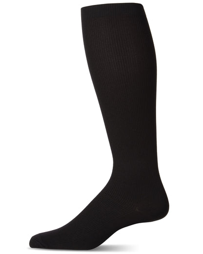 Men's Ribbed Over-the-Calf Nylon-Blend Solid-Color Dress Sock
