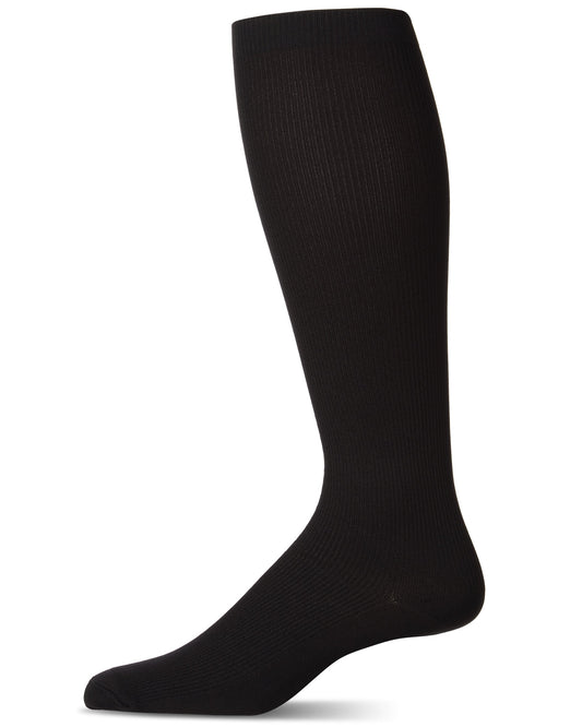 Men's Ribbed Over-the-Calf Nylon-Blend Solid-Color Dress Sock