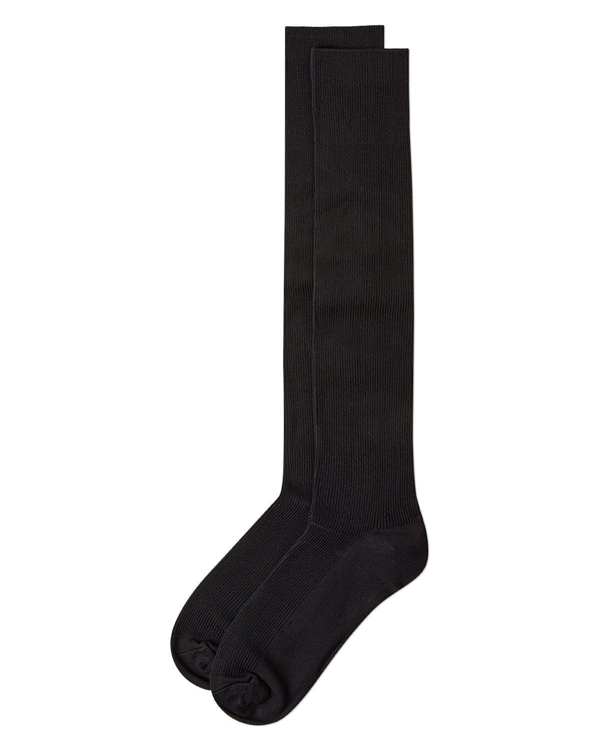 Men's Ribbed Over-the-Calf Nylon-Blend Solid-Color Dress Sock
