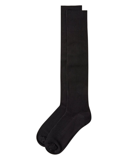 Men's Ribbed Over-the-Calf Nylon-Blend Solid-Color Dress Sock