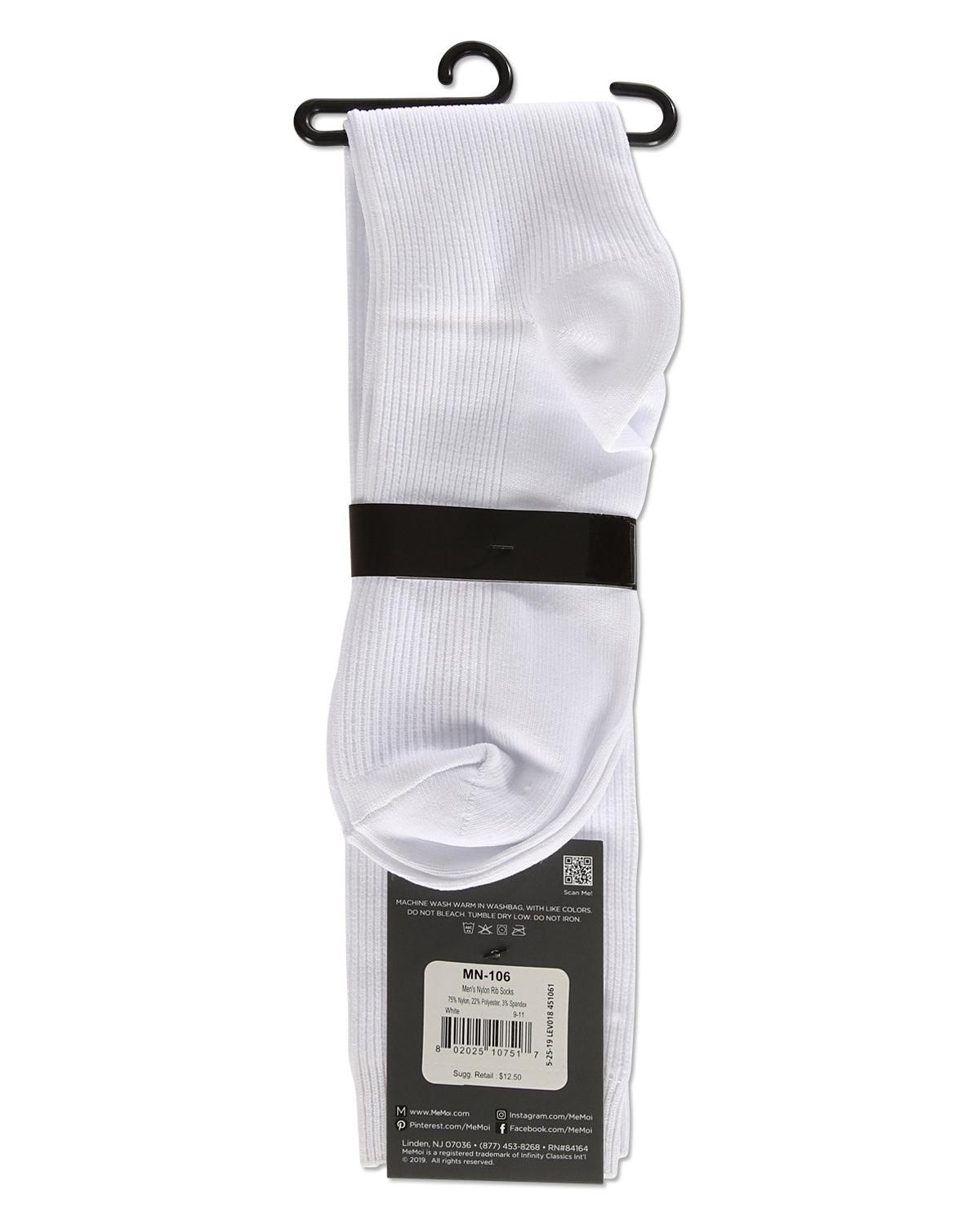 Men's Ribbed Over-the-Calf Nylon-Blend Solid-Color Dress Sock
