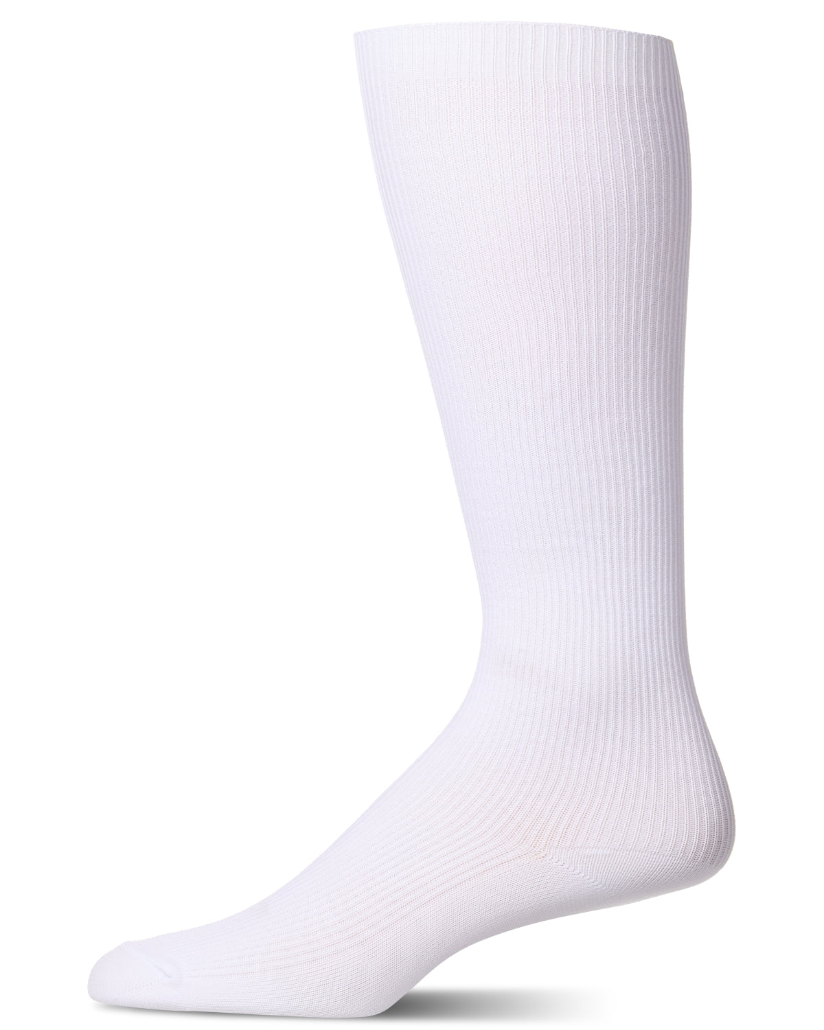 Men's Ribbed Over-the-Calf Nylon-Blend Solid-Color Dress Sock
