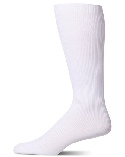 Men's Ribbed Over-the-Calf Nylon-Blend Solid-Color Dress Sock