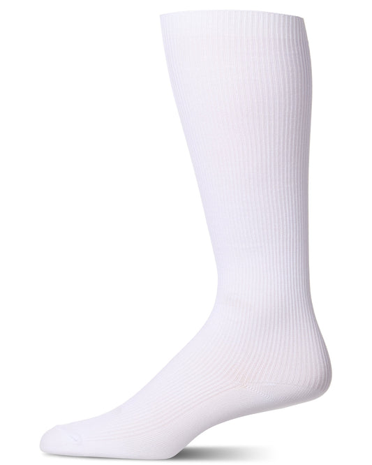 Men's Ribbed Over-the-Calf Nylon-Blend Solid-Color Dress Sock