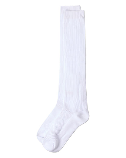 Men's Ribbed Over-the-Calf Nylon-Blend Solid-Color Dress Sock