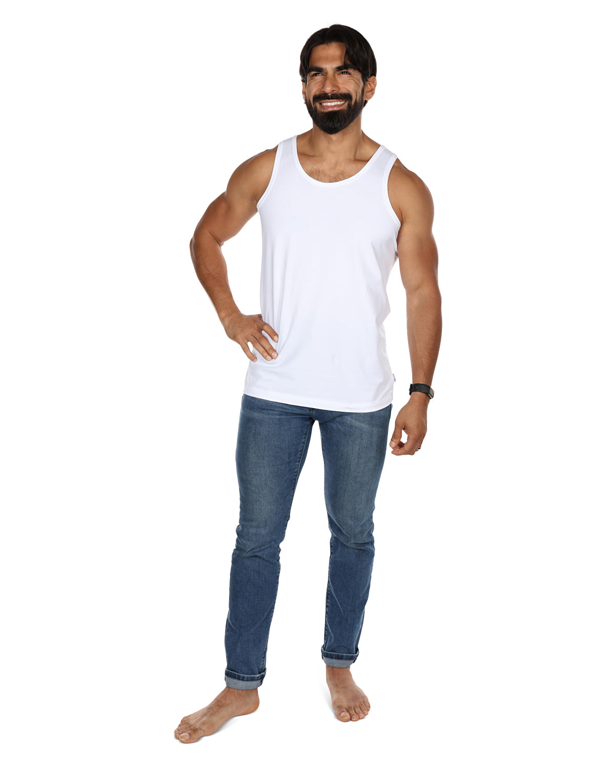 2 Pair Men's Sleeveless Cool Cotton Stretch Crewneck Tank Undershirts