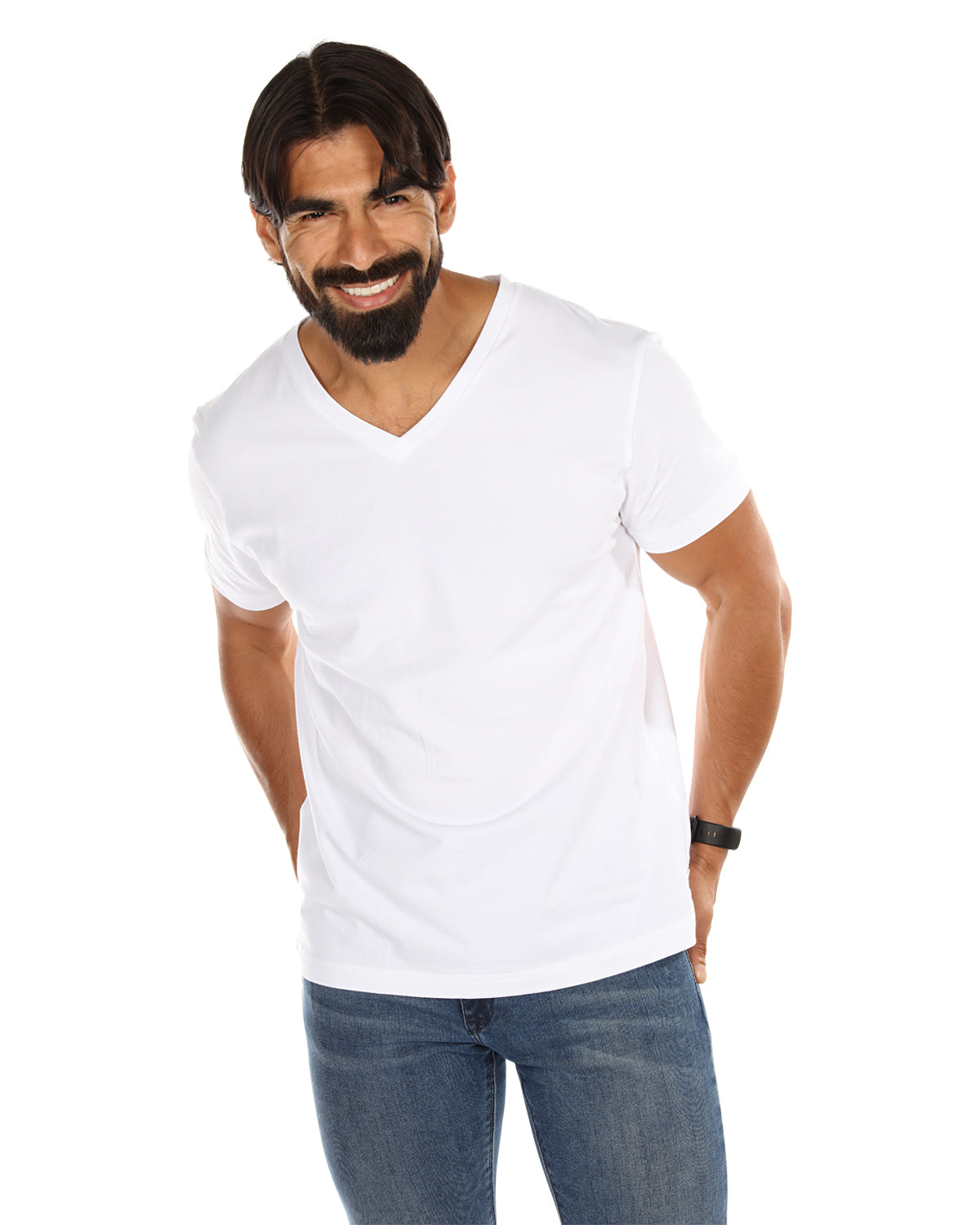 2 Pair Men's V-Neck Cool Cotton Stretch T-Shirt Undershirt