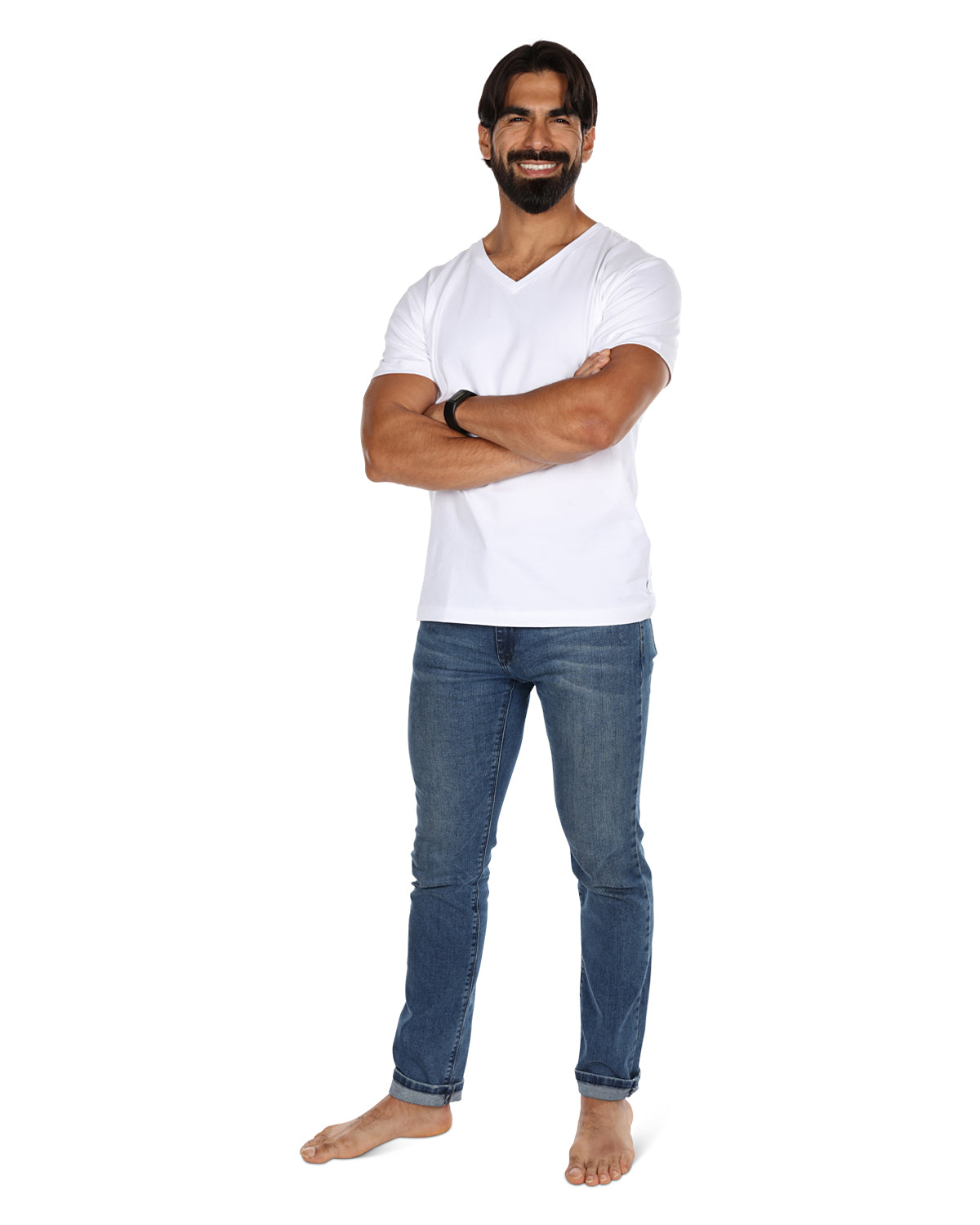 2 Pair Men's V-Neck Cool Cotton Stretch T-Shirt Undershirt