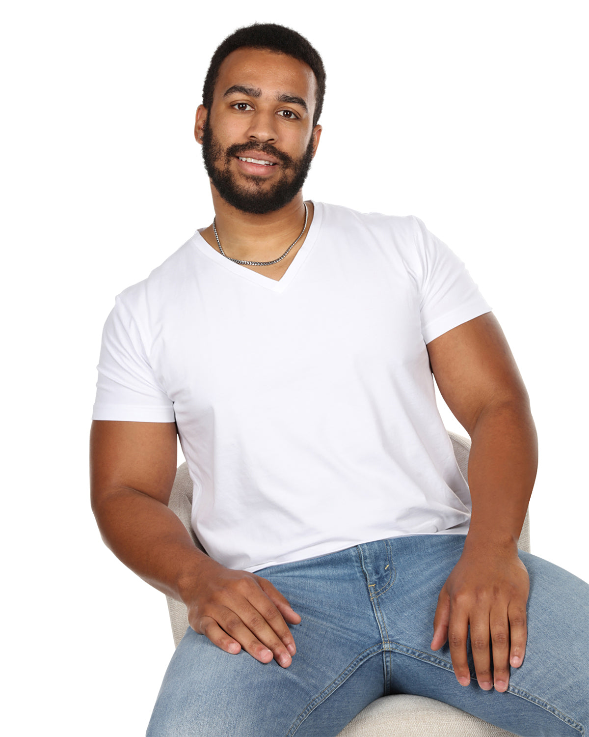 2 Pair Men's V-Neck Cool Cotton Stretch T-Shirt Undershirt